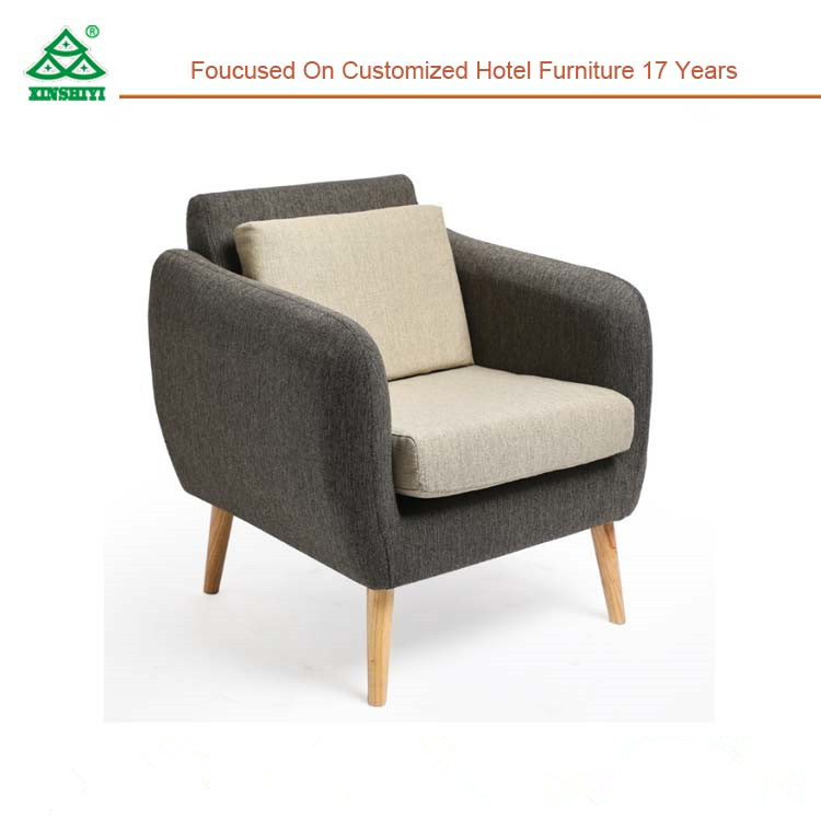 Hotel Living Room Fabric Sofa / Professional Modern Single Sofa