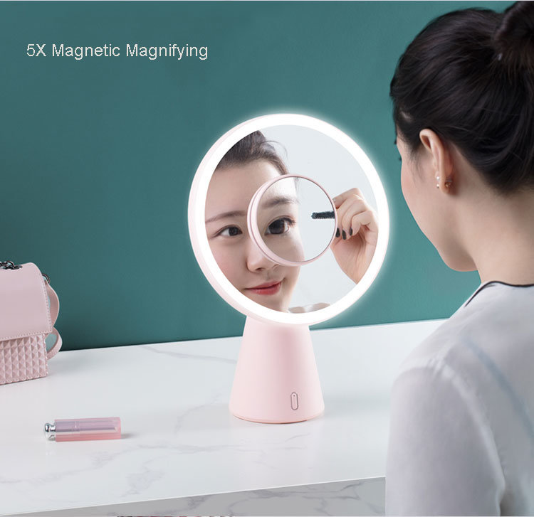 Desktop Round Portable Makeup Vanity Beauty LED Mirror
