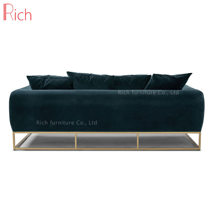 Metal Frame Blue Sectional Lounge Modern Sofa Set