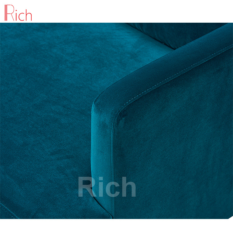 Hotel Event Blue Fabric Velvet Home Leisure Furniture Fabric Sectional Corner Sofa Couch