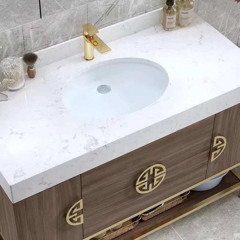 Marble Countertop Solid Wood Toilet Storage Modern Bathroom Vanity