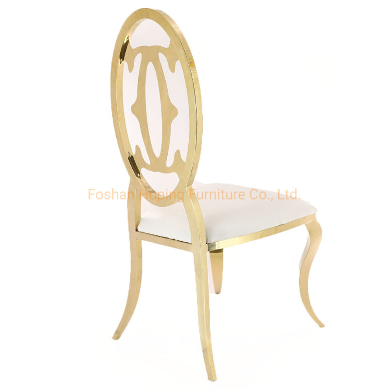 Commercial Restaurant Stainless Steel Chair Oval Back Dining Chair White Wedding Chair