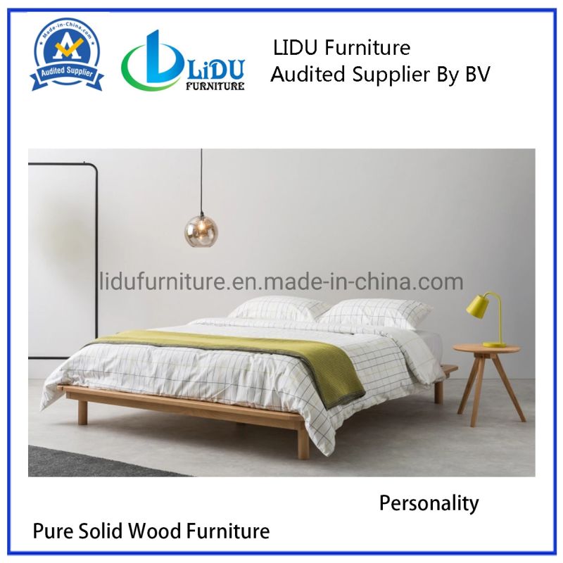 Solid Wood Bed Oak Bedroom Furniture Modern Bed Solid Oak Wood Bed