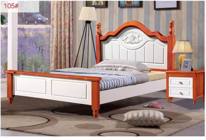 Solid Wooden Bed Modern White Color Beds