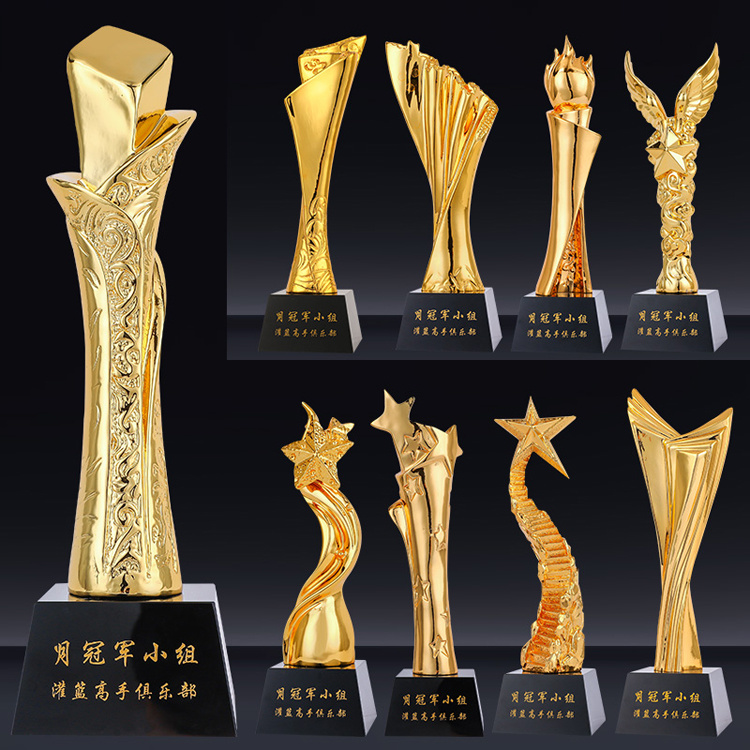 High Quality Customized Gold Trophy Ball Game Competition Honor Award Volley Ball Soccer Competition Trophies Customized High Quality Award Trophy