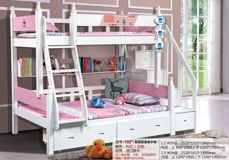 Modern Furniture School Kids Double Project Dormitory Solid Wood Frame Bunk Beds