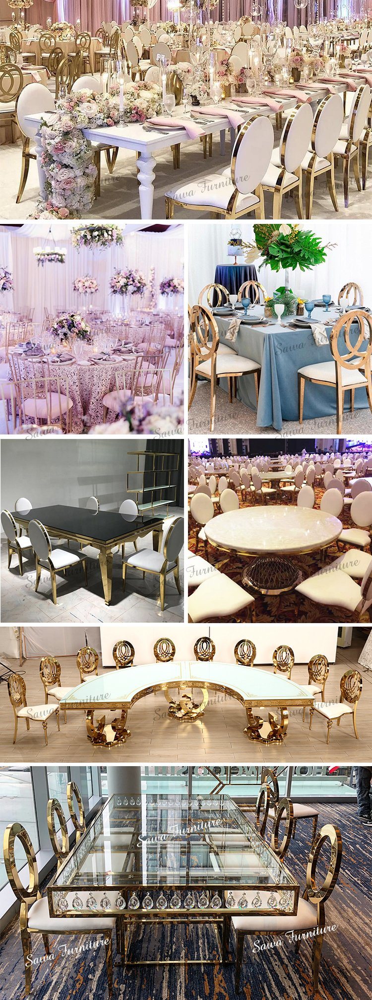 Luxurious Stainless Steel Wedding Hotel Banquet Table