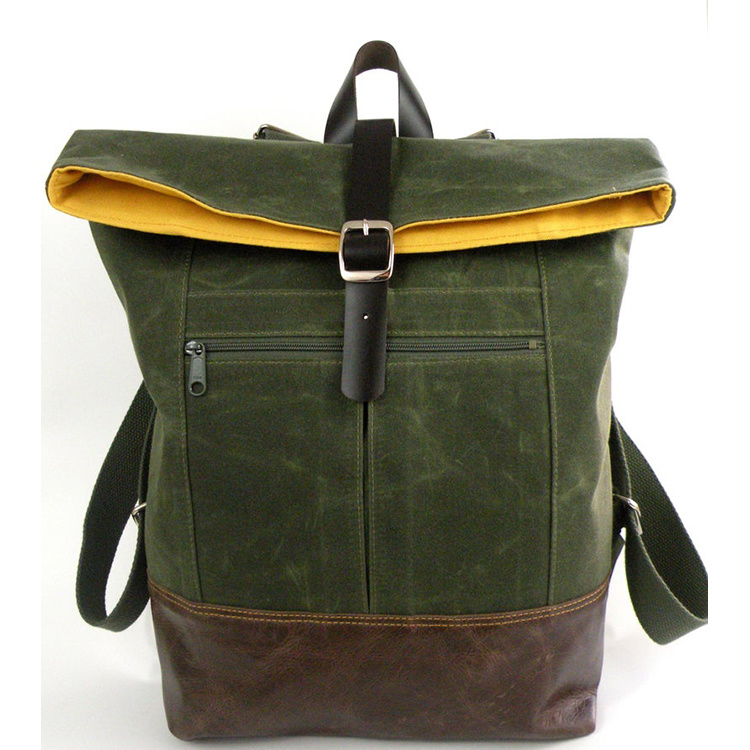 Stylish High Quality Travel School Laptop Waxed Canvas Backpack