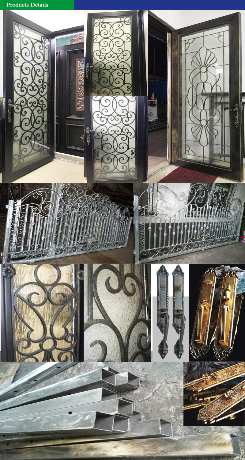 Foshan Manufacture Residential Wrought Iron Main Entrance Gates Designs