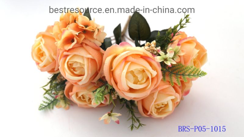 6 Flowers Artificial Flowers Wholesale Artificial Rose Garland Supplier Artificial Rose Bundles Silk Rose Flowers Wedding