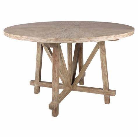 Kvj-Rr19 Round Rustic Reclaimed Wood Dining Room Rustic Vintage Table