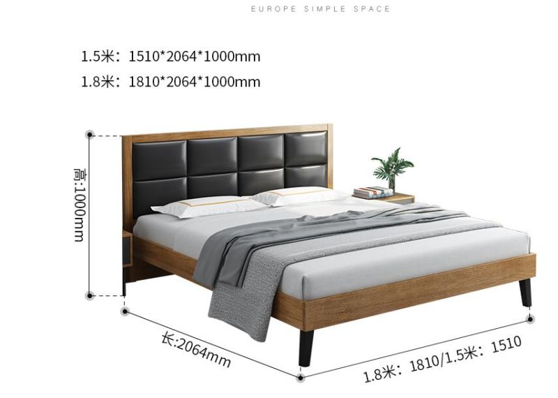 Wooden Double Bed King Size Room Furniture Solid Wood Beds