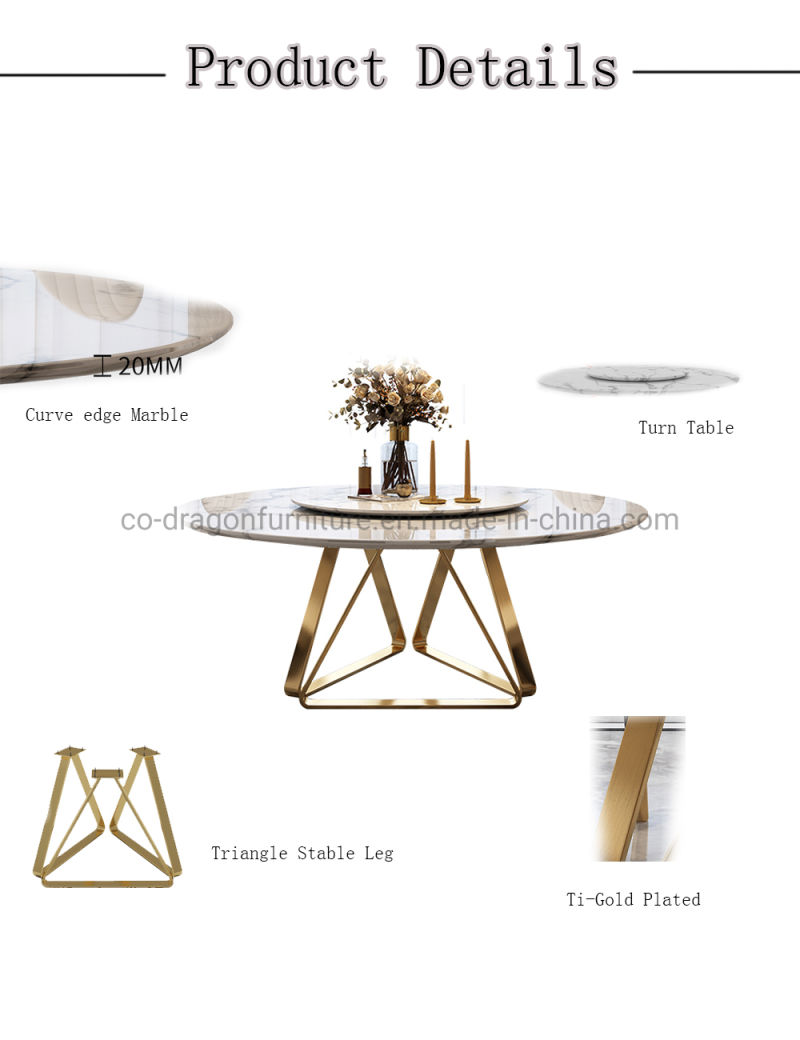 Home Furniture Dining Table and Chairs Marble Top Dining Table