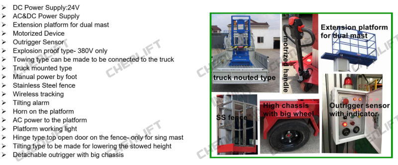 6-10m Hydraulic Lift Table Aluminum Aerial Work Platform Single Mast