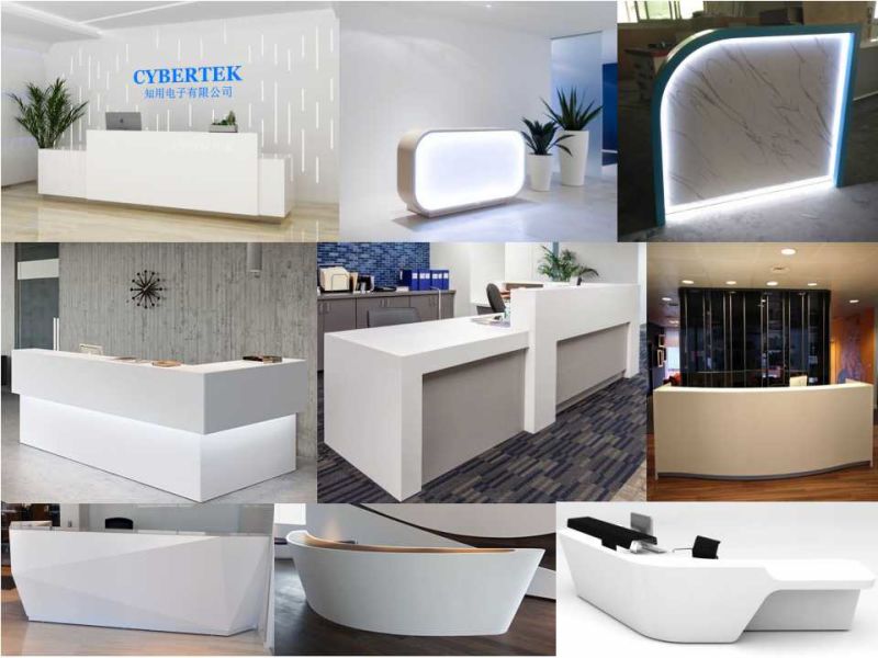 White Acrylic Solid Surface Curved Reception Desk