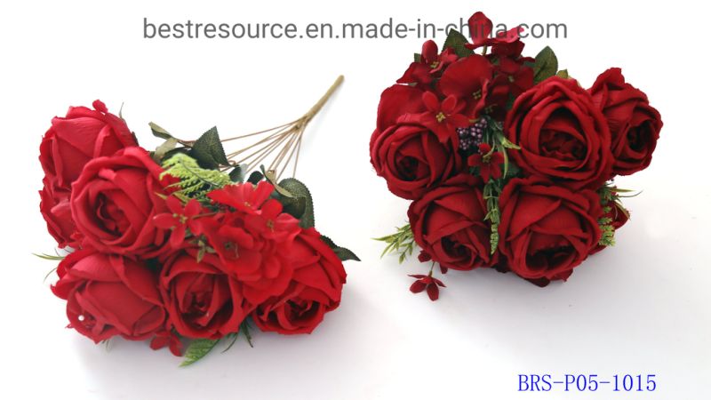 6 Flowers Artificial Flowers Wholesale Artificial Rose Garland Supplier Artificial Rose Bundles Silk Rose Flowers Wedding