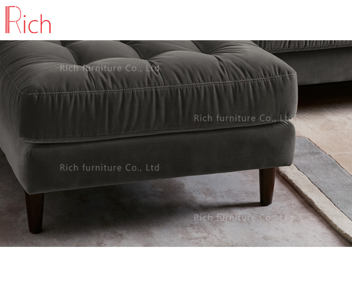 Modern Furniture Velvet Left Hand Chaise Longue Corner Sofa Set