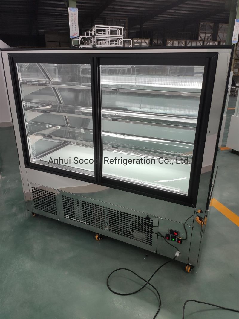 Curved Glass Showcase Cabinet Cooler for Cake Display