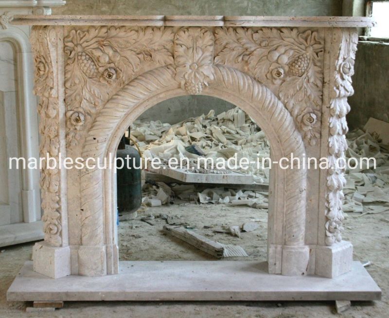 Antique Home Decoration Natural Stone Mantel Marble Fireplace (SYMF-097)