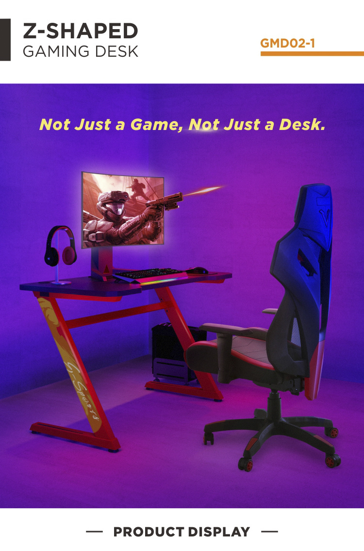 Z-Shaped PC Gaming Table Computer Office Desk
