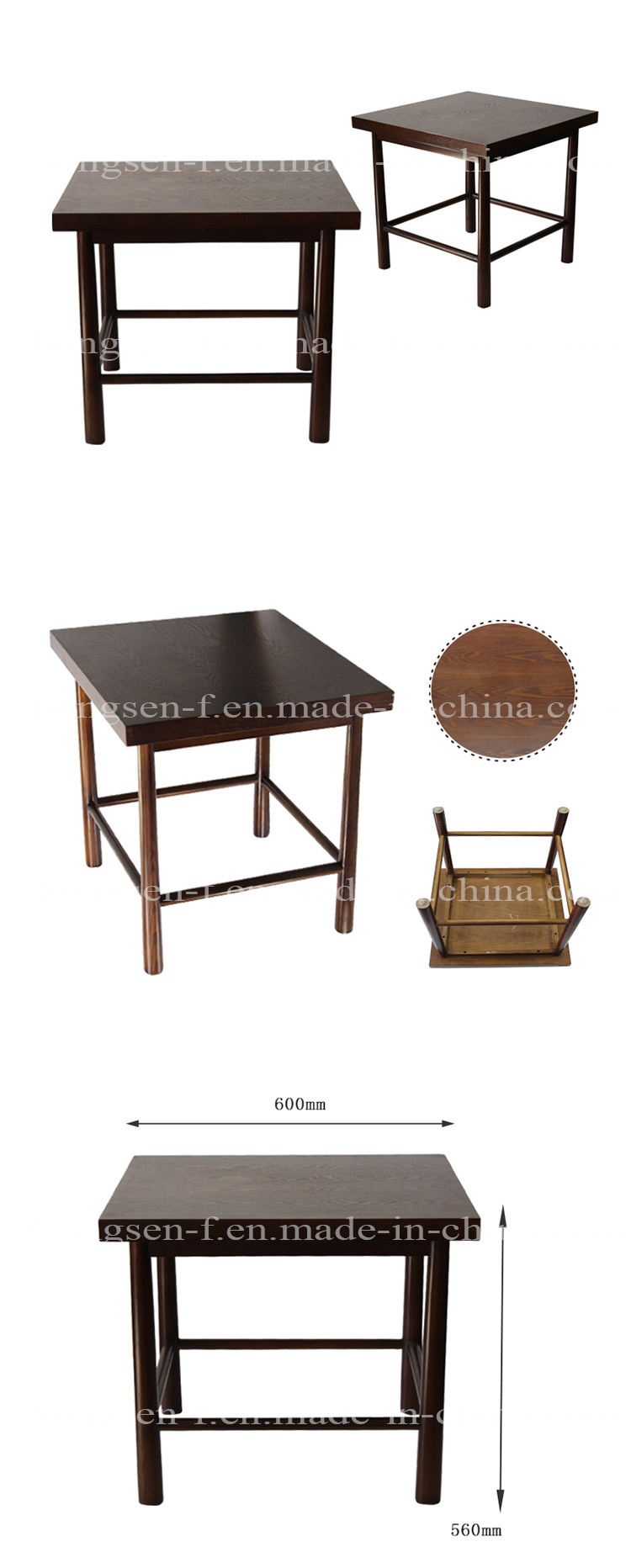 Solid Wood Furniture Square Table Dining Table Used on Cafe Coffee Shop
