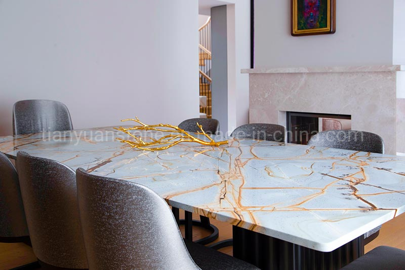 Home Dining Table Set/Dining Room Furniture/Glass Marble Dining Table