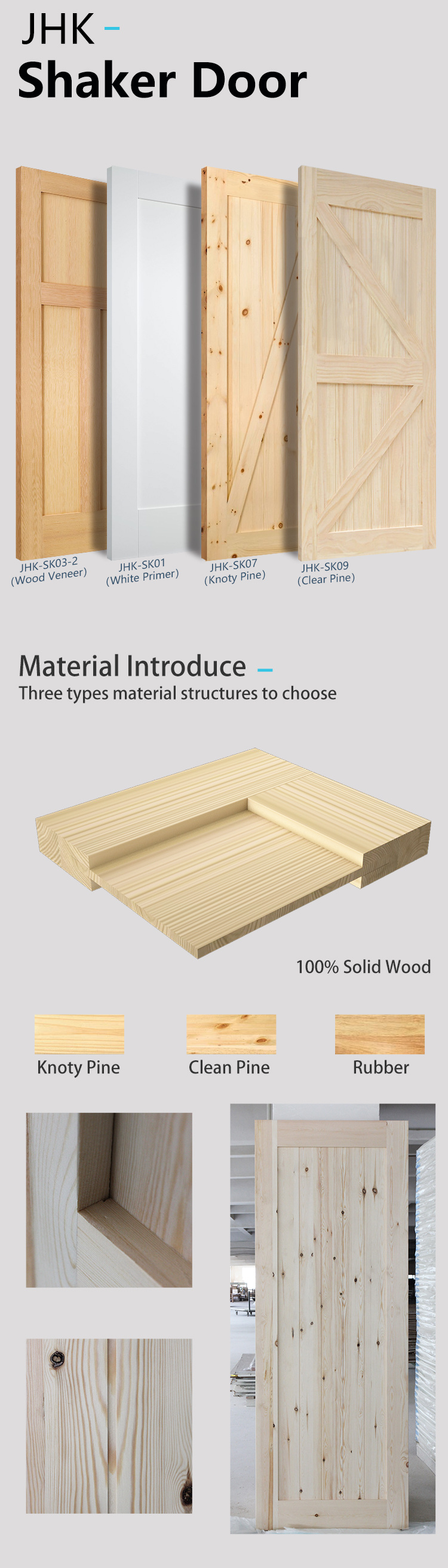 Jhk Solid Wood Interior Doors Prehung Solid Wood Lumber Shaker Door