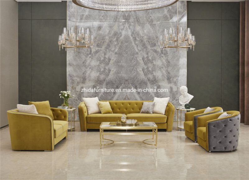 Dubai Luxury Living Room Hotel Furniture Genuine Leather Sofa