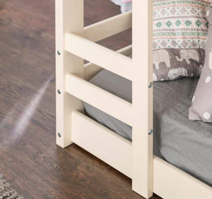 Solid Wood Traditional Twin Over Twin Low Bunk Bed - White