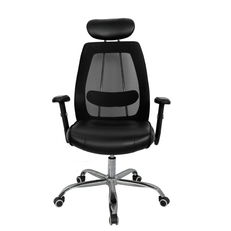 High Back Big and Tall Executive Office Chair PU Leather Desk Chair with Padded Armrests, Adjustable Ergonomic Swivel Chair with Lumbar Support Black