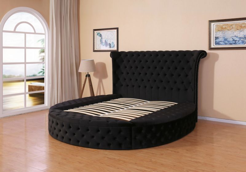 Round Bed with Storage Adult Bed Wooden Bed Furniture