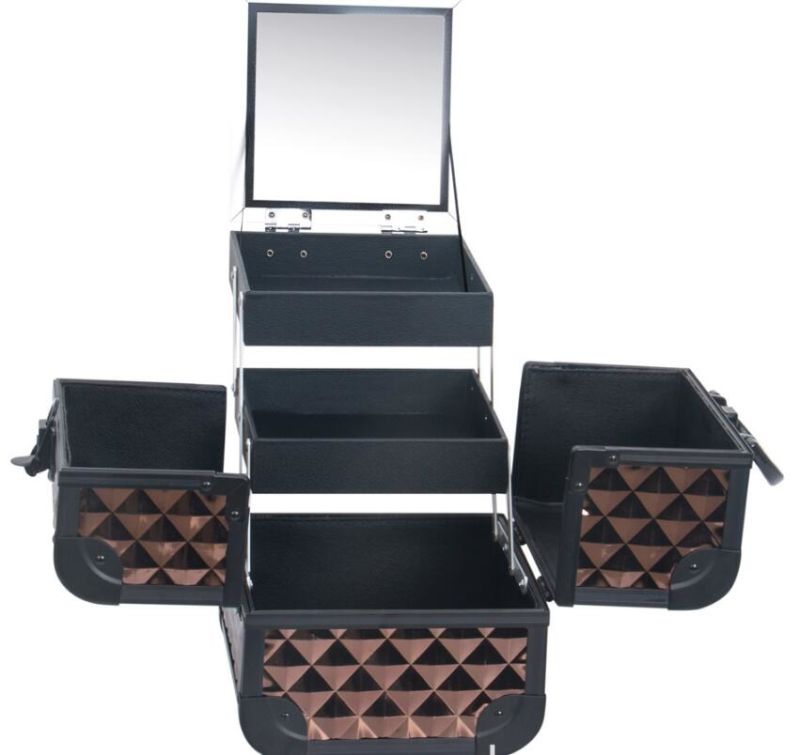 Small Vanity Cosmetic Makeup Travel Case with Plastic Handle