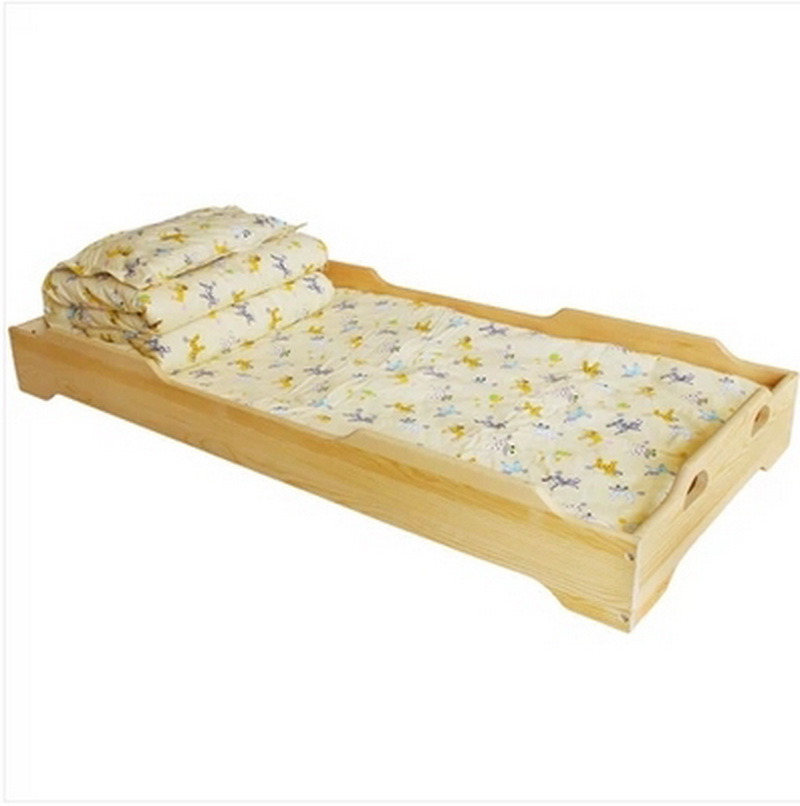 Children Wooden Single Bed for Preschool Nursery Kids Stackable Bed