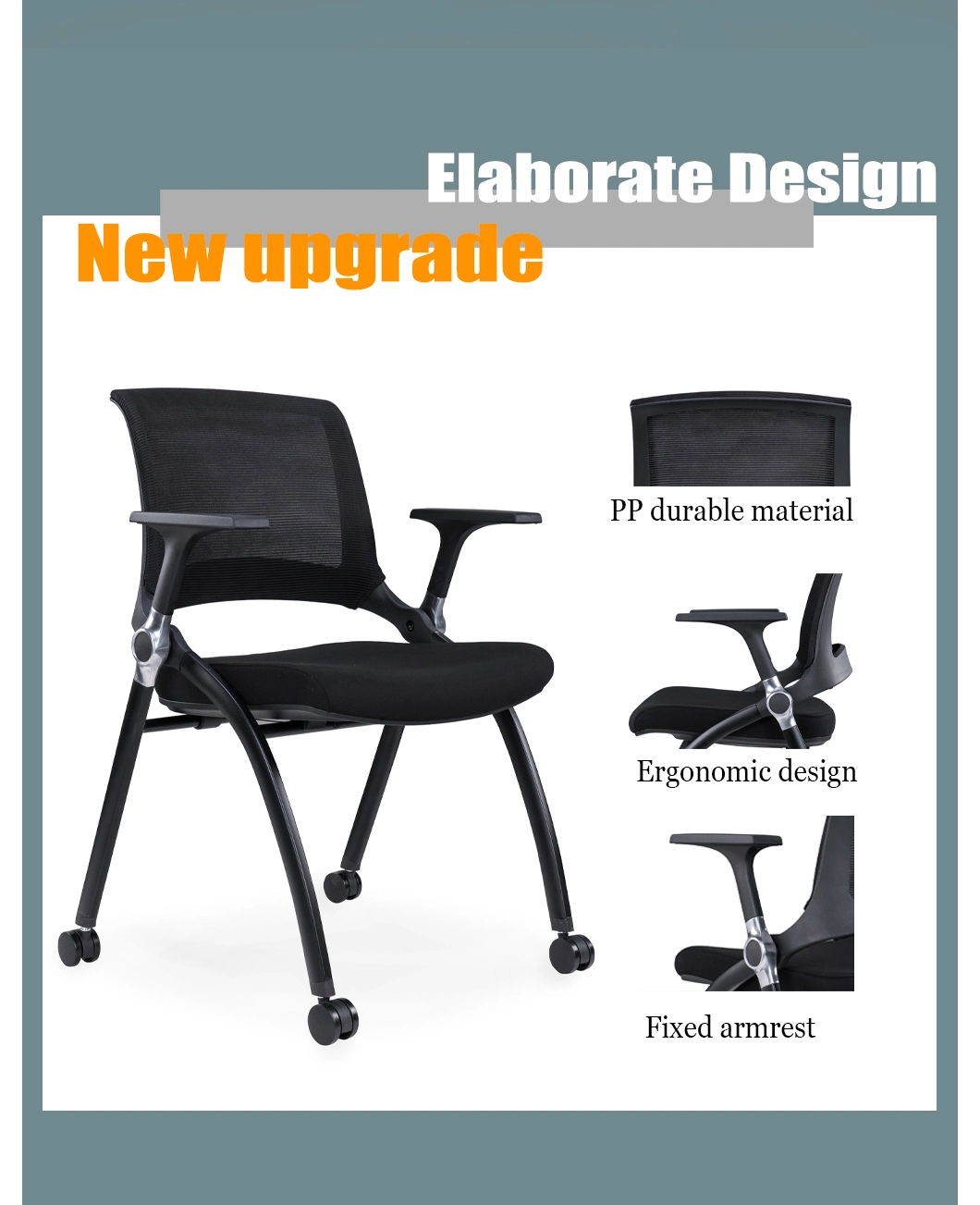 Wholesale Modern Mesh Office Chair with Armrest Folding Conference Training Chair for Meeting Room, School, Workshop