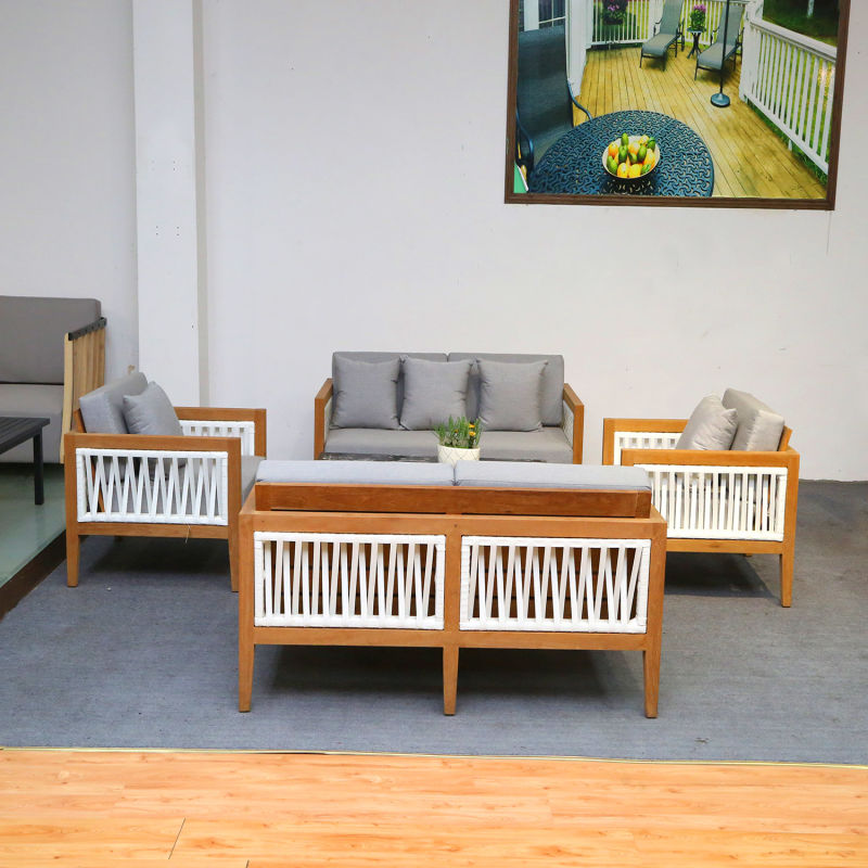 Garden Sofa Sets with Round Table Outdoor Patio Furniture Teak Sofa Set