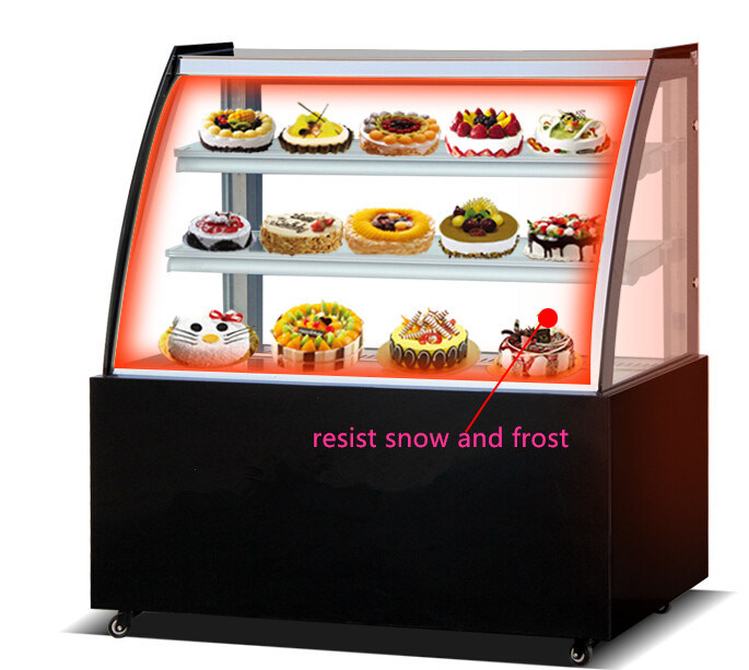 Curved Glass Cover Cake Showcase Refrigerated Display Case Refrigerated Cake Display Cabinet