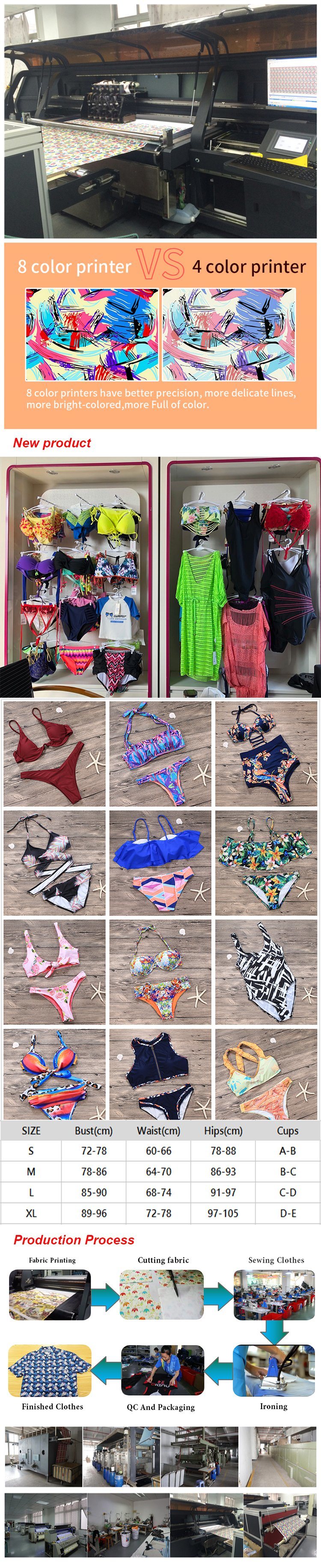 Women's Fashion Bikini Set Push-up Padded Bra Beach Swimsuit