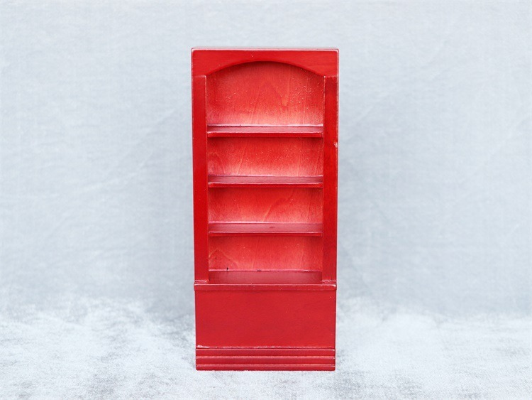 1: 12 Dollhouse Mini Furniture Accessories Mahogany Color Single Bookcase Bookshelf Display Cabinet