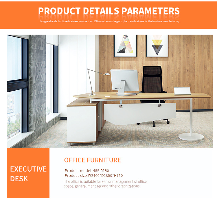 Hot Sale L Shape Curved Manager Executive Office Desk (H85-0180)