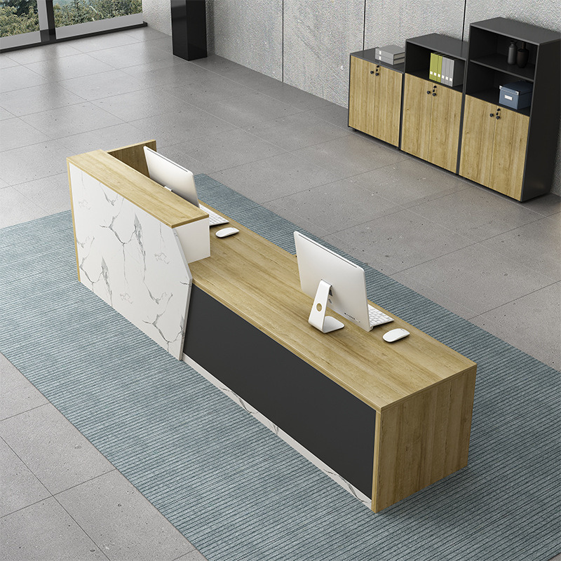 Wooden Design Curved Reception Desk Shop Counter Table