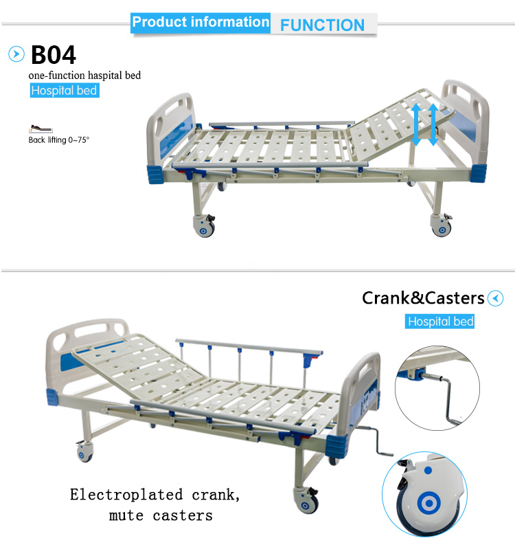 Hospital Bed Manufacturer Simple Manual Adjustable Single Crank Hospital Bed