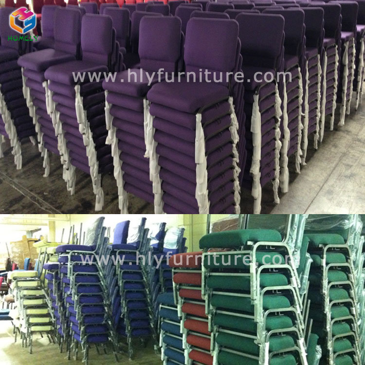 Wholesale Stackable Stacking Purple Fabric Used Rental Church Chair