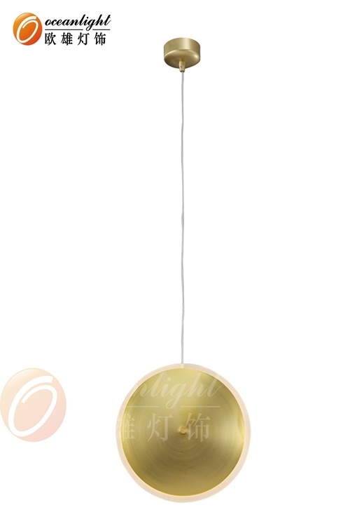 LED Aluminum Acrylic Pendant Light, Modern Pendant Lamp with Copper Natural Color