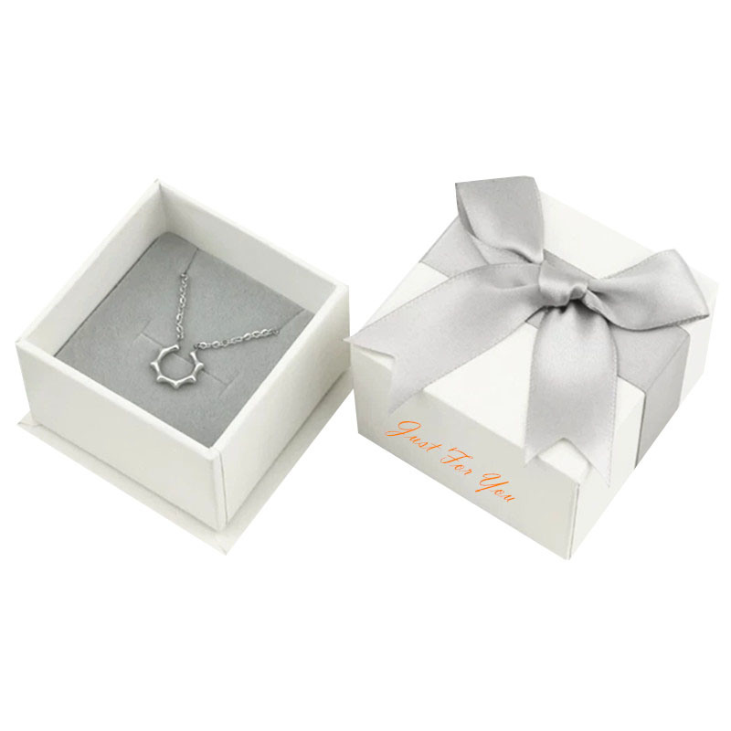 Custom Embossed Jewelry Gift Paper Box with Ribbon