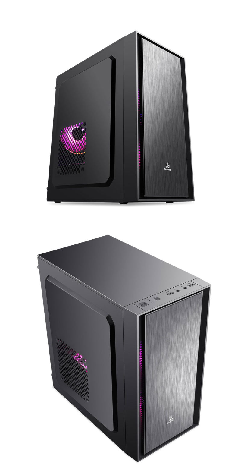 Gaming PC Case with Light Strip M-ATX Desktop Gaming Computer Case