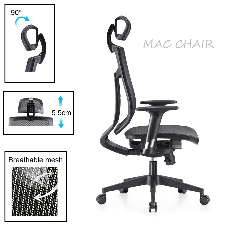 Full Mesh Nylon High Back Office Chairs with Adjustable Headrest