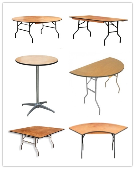 54'' Round Wood Folding Table, Plywood Foldable Banquet Table