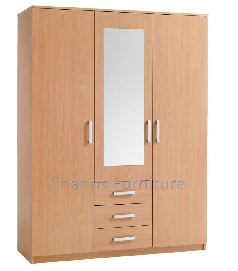 Modern Furniture Three Doors Home Wardrobe with Small Drawers (CAS-BD1804)