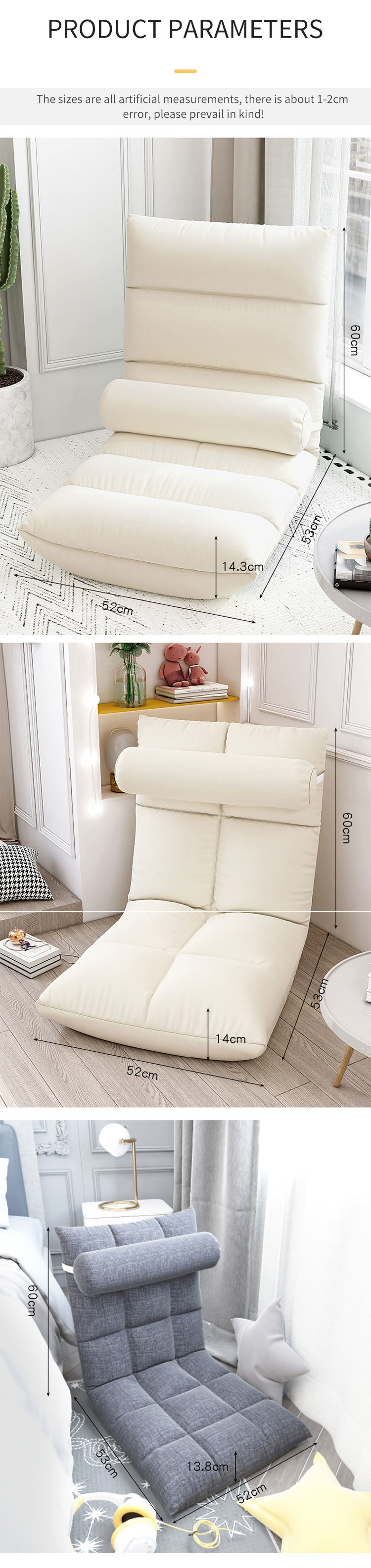 Hot Sale Adjustable Lazy Sofa Single Floor Tatami Foldable Sofa Multi Functional Lazy Chair