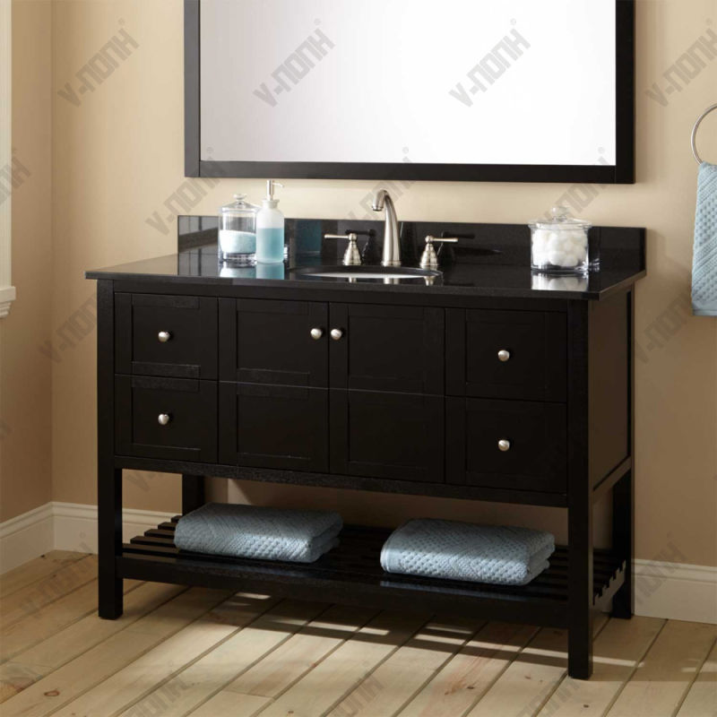 30inch Single Sink White Cabinet with Black Granite Bathroom Vanity